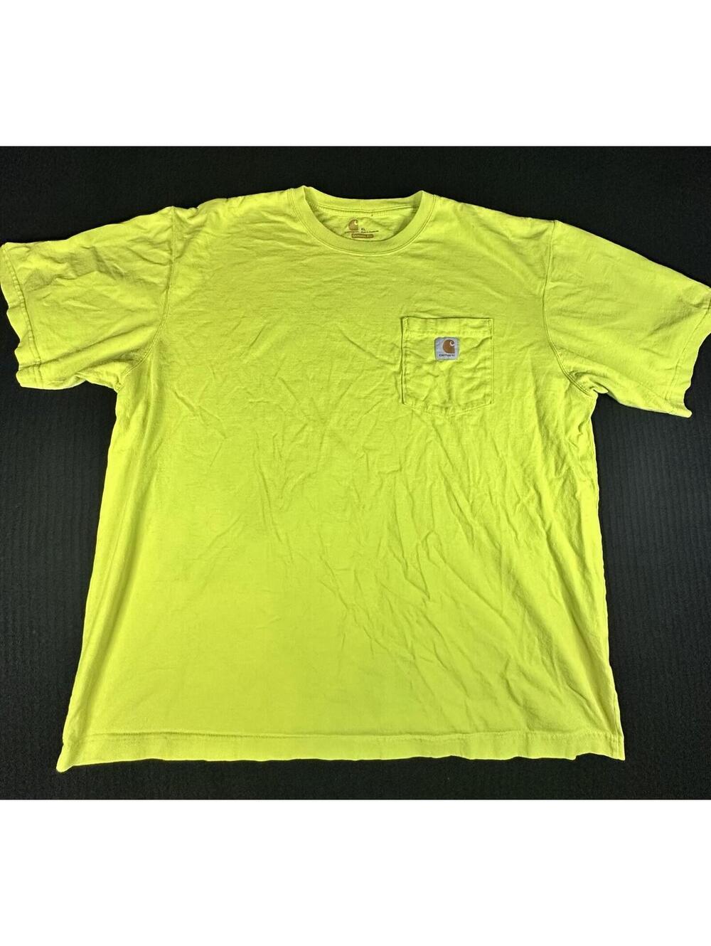 🦺🔥 Vintage Carhartt Neon Safety Pocket Tee XL Original Fit 🔥🦺